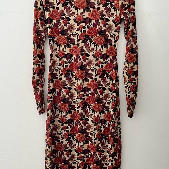 Banana Republic floral printed mesh maxi dress sz medium 8-10 thumbholes - Picture 7 of 11
